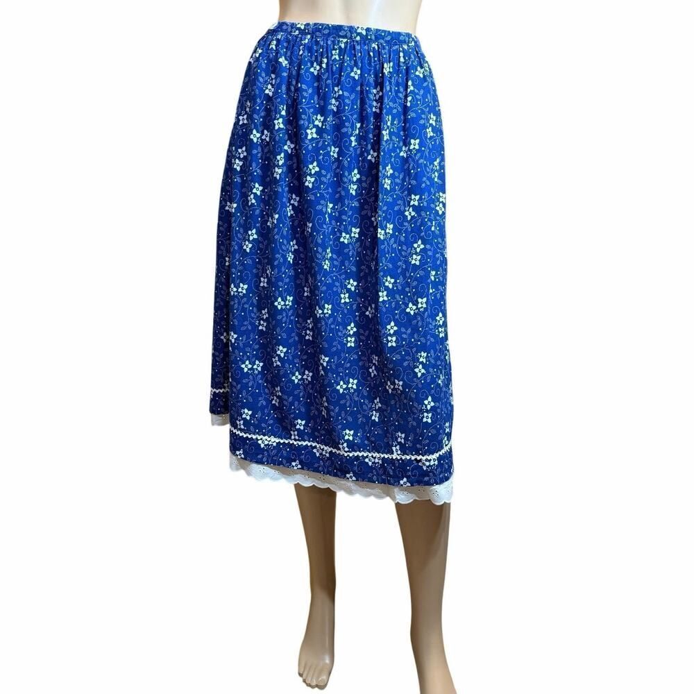 Vintage Cottagecore Prairie Midi Skirt Blue
Floral Eyelet Lace Trim Boho Medium - Picture 3 of 10
